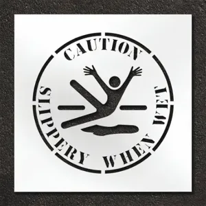 RAE STL-108-12403 Pavement Stencil, Caution Slippery When Wet, 24 X 24 Inch Message Size | CT8LZU 429X55