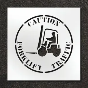 RAE STL-108-12415 Pavement Stencil, Caution Forklift Traffic, 24 X 24 Inch Message Size | CT8LZR 429X67