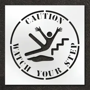 RAE STL-108-14804 Pavement Stencil, Caution Watch Your Step, 42 X 42 Inch Message Size | CT8LZX 429X70