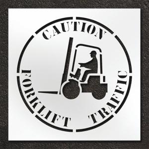 RAE STL-108-14815 Pavement Stencil, Caution Forklift Traffic, 42 X 42 Inch Message Size | CT8LZT 429X81