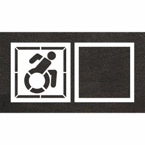 RAE STL-116-34803 Pavement Stencil, Handicap Symbol, 56 Inch Height, 56 Inch Width, 0.0625 Inch ThickWhite | CT8MEZ 419Y53