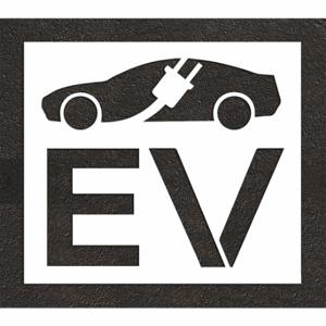 RAE STL-116-52413 Pavement Stencil, Electric Car Logo, 24 Inch Height, 36 Inch Width | CT8MRG 419Y77