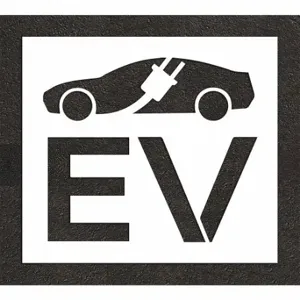 RAE STL-116-53613 Pavement Stencil, Electric Car Logo, 44 Inch Height, 49 Inch Width | CT8MBR 419Y79