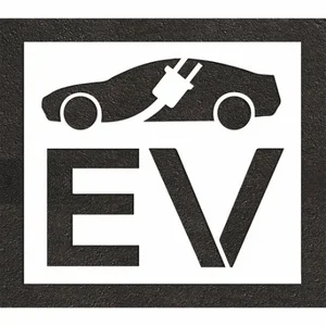 RAE STL-116-54813 Pavement Stencil, Electric Car Logo, 56 Inch Height, 64 Inch Width | CT8MBX 419Y81