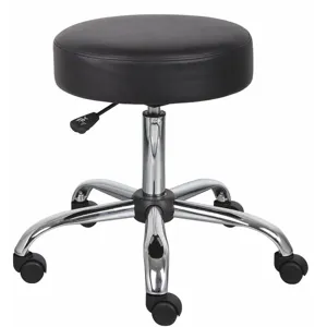 GRAINGER 453D92 Medical Stool, 275 Lbs. Capacity, Chrome Base, Black Seat | CD3XWZ