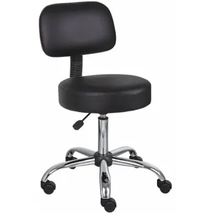 GRAINGER 453D93 Medical Stool, 275 Lbs. Weight Capacity, Chrome Base, Black Seat | CD3WXP