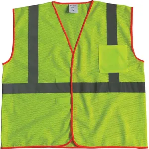 GRAINGER 53YK40 Traffic Vest, Yellow/Green, Silver Stripe, Hook-And-Loop, L/XL Size | AX3NFB