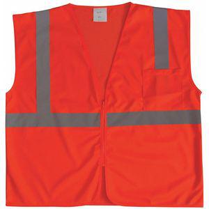 GRAINGER 53YK86 Traffic Vest, Orange/Red With Silver Stripe, Zipper Closure, XL | CD3UPN