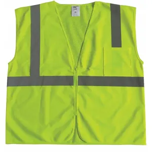 GRAINGER 53YK93 Yellow/Green with Silver Stripe Traffic Vest, Zipper Closure, L | CD2MDU