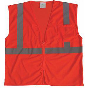 GRAINGER 53YL10 Traffic Vest, Silver Stripe, Zipper Closure, L Size | CD2UNH