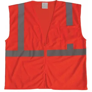 GRAINGER 53YL10 Traffic Vest, Silver Stripe, Zipper Closure, L Size | CD2UNH