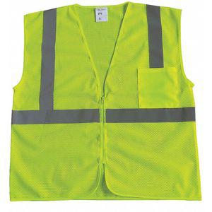 GRAINGER 53YL21 Traffic Vest, Yellow/Green With Silver Stripe, Zipper Closure, 3XL | CD3WLD