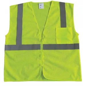 GRAINGER 53YL22 Yellow/Green with Silver Stripe Traffic Vest, Zipper Closure, 4XL | CD2HRG