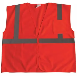 GRAINGER 53YL29 Orange/Red with Silver Stripe Traffic Vest, Zipper Closure, 3XL | CD2HRL