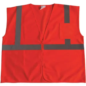 GRAINGER 53YL36 Traffic Vest, Orange/Red, Silver Stripe, Zipper Closure, 2XL Size | AX3NED