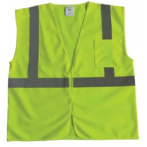 GRAINGER 53YL41 Yellow/Green with Silver Stripe Traffic Vest, Zipper Closure, M | CD2HRP