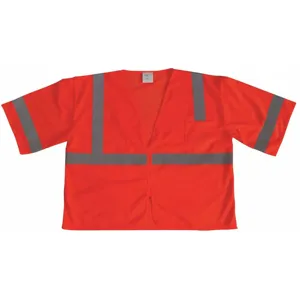 GRAINGER 53YL84 Orange/Red with Silver Stripe Traffic Vest, Zipper Closure, 2XL | CD2MDY