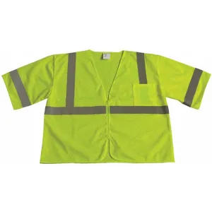 GRAINGER 53YL91 Yellow/Green with Silver Stripe Traffic Vest, Zipper Closure, XL | CD2MEB