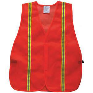 GRAINGER 53YL96 Traffic Vest, Orange/Red, Silver Stripe, Hook-And-Loop, Universal Size | AX3MYG