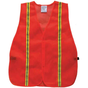 GRAINGER 53YL96 Traffic Vest, Orange/Red, Silver Stripe, Hook-And-Loop, Universal Size | AX3MYG