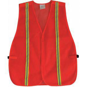 GRAINGER 53YM01 Traffic Vest, Orange/Red With Silver Stripe, Hook-and-Loop Closure | CD3YVK