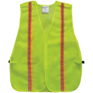 GRAINGER 53YM03 Traffic Vest, Yellow/Green, Silver Stripe, Hook-And-Loop, Universal Size | AX3NBH