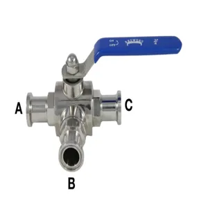 APPROVED VENDOR TC075VBALL3W Ball Valve, 3/4 Inch Tri Clover Compatible, 3-Way | CF6CBJ