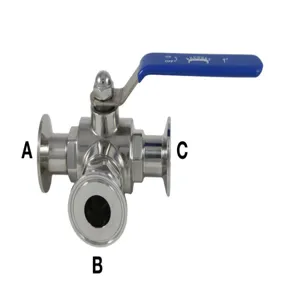 APPROVED VENDOR TC10VBALL3W-T Ball Valve, 1 Inch Tri Clover Compatible, 3-Way | CF6CAP