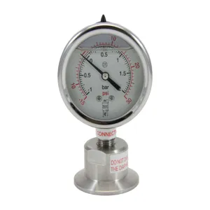 APPROVED VENDOR TC15SPG-15-30BM Sanitary Pressure/Vacuum Gauge, Tri Clover Compatible, -30 PSI Bottom Mount | CF6CTW