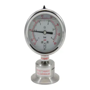 APPROVED VENDOR TC15SPG-15-60BM Sanitary Pressure/Vacuum Gauge, Tri Clover Compatible, -60 PSI Bottom Mount | CF6CTX