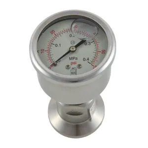 APPROVED VENDOR TC15SPG60RM Sanitary Pressure Gauge, Tri Clover Compatible, 0-60 PSI, Rear Mount | CF6CTV