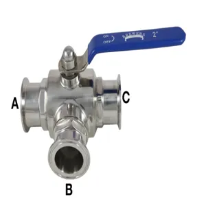 APPROVED VENDOR TC20VBALL3W Ball Valve, 2 Inch Tri Clover Compatible, 3-Way | CF6CBC