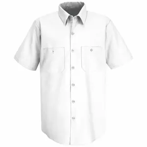 RED KAP SP24WH SS S White Short Sleeve Work Shirt, S Size, 65% Polyester, 32 1/2 Inch To 36 Inch Chest Size | CH6RNC 14W297