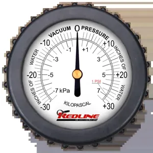 REDLINE DETECTION 96-0037 Compound Pressure/Vacuum Gauge, Dual Scale Dia | CE7MVF