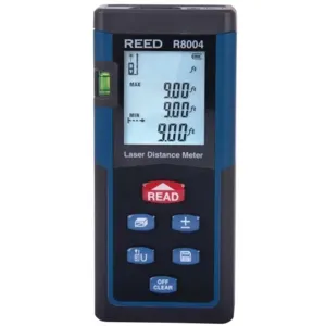 REED INSTRUMENTS R8004-NIST Laser Distance Meter, Area, Vol. and Pythagoras Calc., NIST Certified, Upto 40m | CD4DNQ