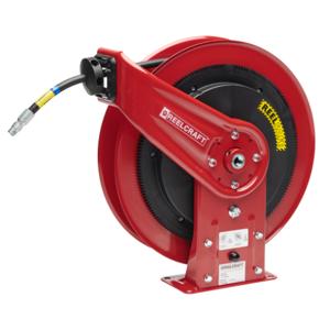 REELCRAFT RS7650 OHP Hose Reel, Controlled Return, High Pressure, With Hose Bumper, 3/8 Inch x 50 ft. Size | CJ6TBX