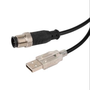 REER CS12USB-Programmierkabel, USB-Typ-A-Stecker auf 5-poligen M12-Schnellverschluss, 5-polig, PVC-Mantel | CV7ELN