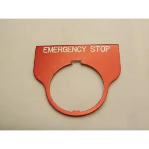 REES 09016-004 Legend Plate, Standard, Emergency Stop, Red | AX3LLU