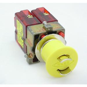 REES 22102-314 Emergency Stop Push-button, Lockable, Yellow | AX3LPN
