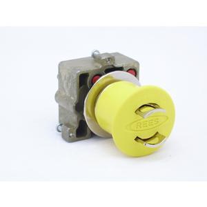 REES 22102-504 Emergency Stop Push-button, Lockable, Yellow | AX3LPQ