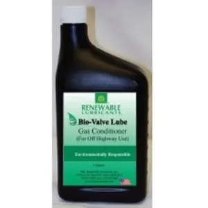 RENEWABLE LUBRICANTS 80431 Bio Valve Lube, Gas Conditioner, 1 Quart Capacity, 12pk | CD3ZTD