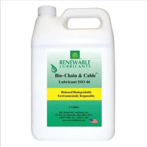 RENEWABLE LUBRICANTS 83053 Bio Chain And Cable Lubricant, Grade 46, 1 Gallon Capacity, 4pk | CD4AQN