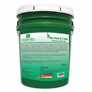 RENEWABLE LUBRICANTS 83074 Bio Chain And Cable Lubricant, Grade 100, Pail 5 Gallon Capacity | CD4AQY