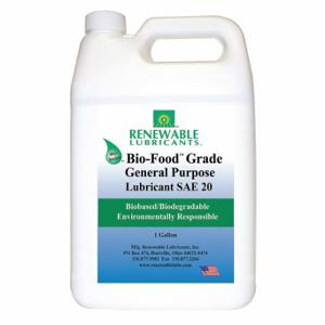RENEWABLE LUBRICANTS 87013 Bio Food Lubricant, Grade 20, 1 Gallon Capacity, 4pk | CD4BLK