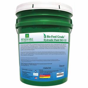 RENEWABLE LUBRICANTS 87124 Bio Hydraulic Fluid, Food Grade 32, Pail 5 Gallon Capacity | CD4BMJ