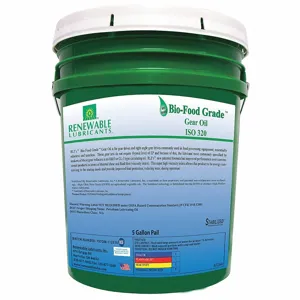 RENEWABLE LUBRICANTS 87264 Gear Oil, Semi-Synthetic, 5 Gal. Pail, H2 No Food Contact | CD4BNX 21A566