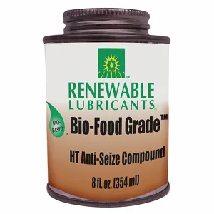 RENEWABLE LUBRICANTS 87561 Bio Food Grade, Anti Seize Nlgi 8 Ounce Capacity Can 9 Case, 9pk | CD4BTM