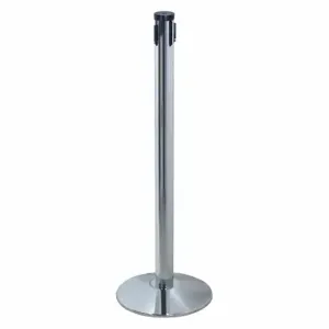 RETRACTA-BELT 300PC-RCV Belt Barrier Receiver Post, 40 Inch Height, Steel, Polished Chrome, 2 1/2 Inch Post Dia | CT8YLF 40CL32