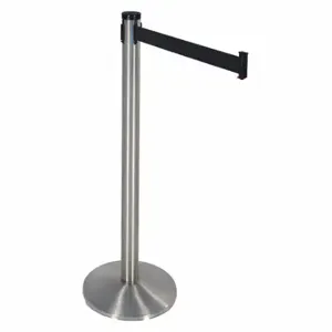 RETRACTA-BELT 300SS-BK Barrier Post With Belt, Stainless Steel, Satin Stainless Steel, 40 Inch Post Height | CT8XYG 40CL68