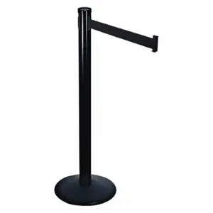 RETRACTA-BELT 301BA-BK Barrier Post With Belt, Aluminum, Black, 40 Inch Post Height, 2 1/2 Inch Post Dia, Sloped | CT8WXR 31HH38